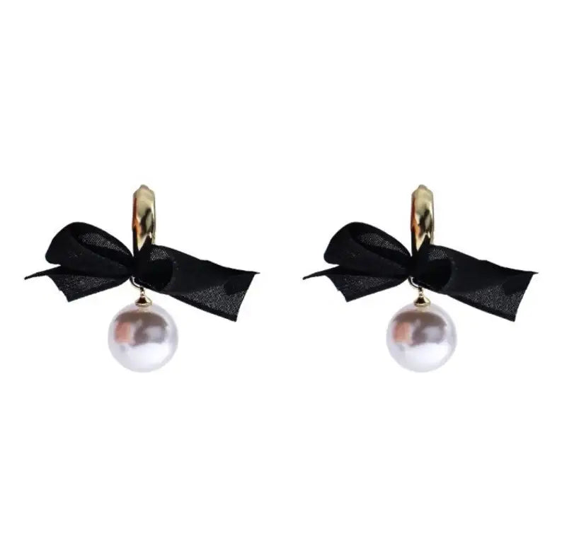 Silver Bow Pearl Drop Earrings