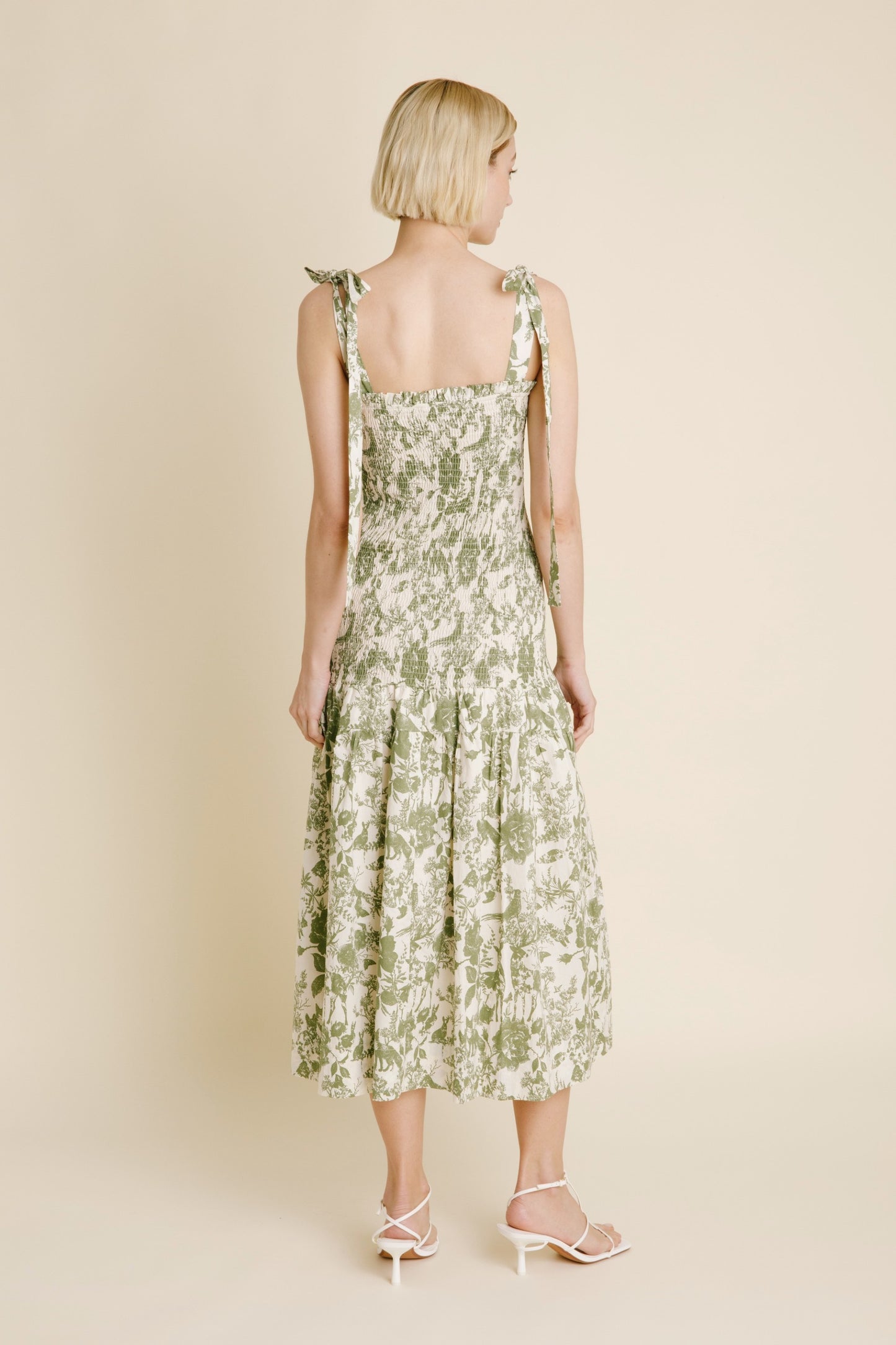 Green Toile Tie Dress