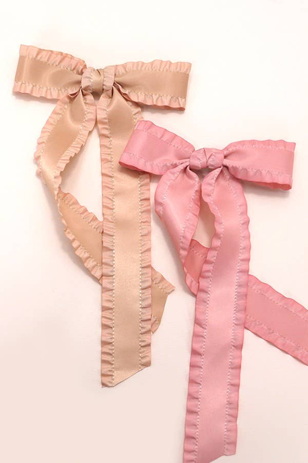 Scalloped Trim Satin Bow