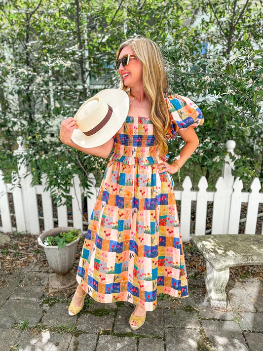 Tulip Tile Print Midi Dress