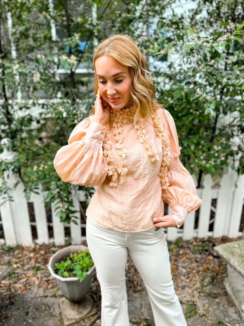 Puff Sleeves Floral Chiffon Blouse