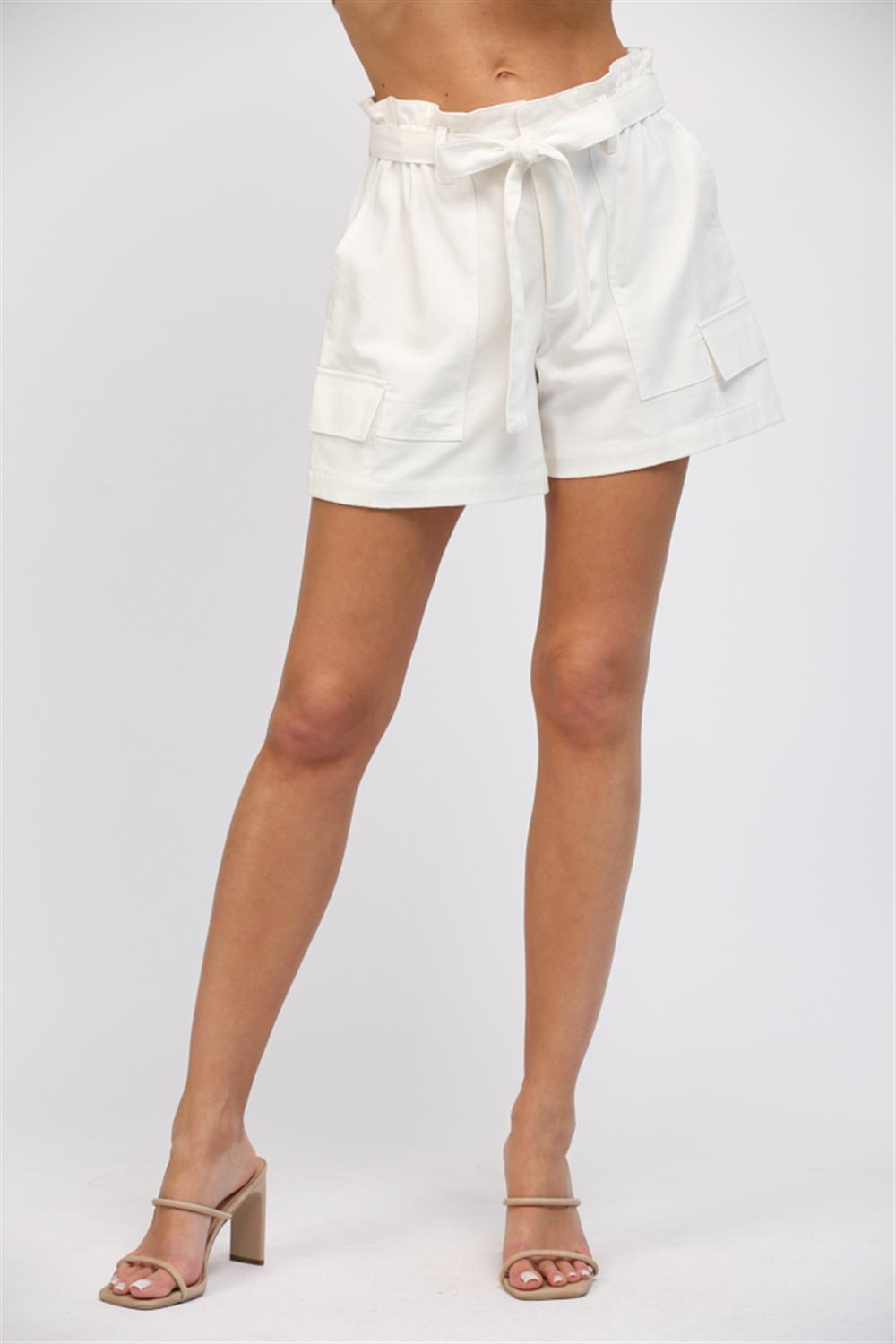 Waist Tie White Shorts